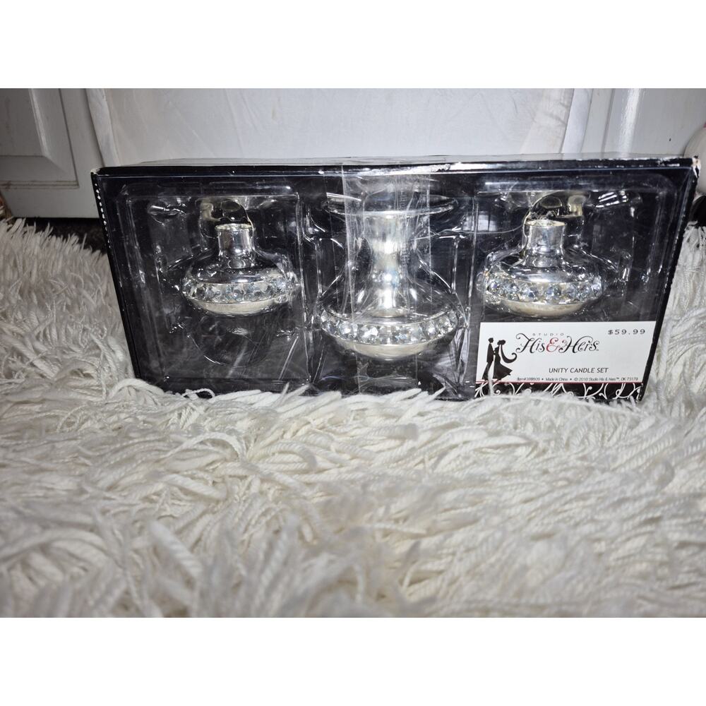 💥 3 Candle Set Holder Unity His And Hers Wedding B7